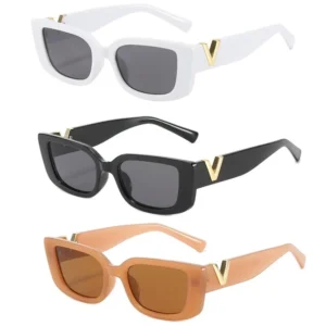 Fashion Trend Box Plastic V Letter Sunglasses Women’s Metal Hinge Retro Glasses