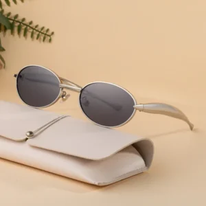 Fashion Trendy Designer Custom Logo Oval Metal Frame UV400 Protection Shades Sun Glasses Sunglasses for Women Ladies
