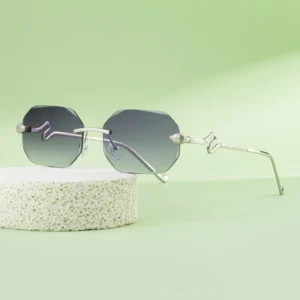 Fashion Trendy Designer Custom Logo Rimless Snake Shaped Arms UV400 Shades Sun Glasses Sunglasses for Women