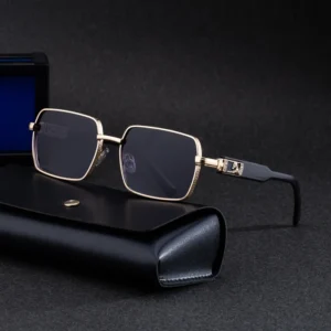 Fashion Trendy Designer Custom Logo Square Metal Leopard Head UV400 Shades Sun Glasses Sunglasses for Men