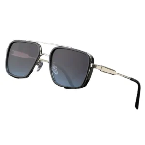 Fashion Trendy Designer Shades Sunglasses Metal Full Rim Square Frame Double Bridge UV400 Protection Unisex