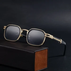 Fashion Trendy Fancy Designer Custom Logo Metal Square Small Frame UV400 Protection Shades Sun Glasses Sunglasses for Men