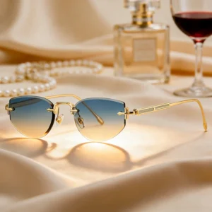 Fashion Trendy Luxury Sunglasses for Women Rimless Style UV400 HD Lens Sunglasses Metal Frame Eyewear Female Sun Glasses