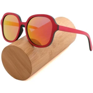 Fashion UV400 Polarized Retro Stylish Unisex Square Custom Logo Stained Wooden Frame Sunglasses OEM