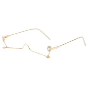 Fashion Ultralight Chain Star Pendant Half Frame No Lens Decorative Glasses Crystal Teardrop shaped Metal Eyeglasses Frame