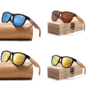 Fashion Uv400 Retro Stylish Customize logo Sunglasses Mens Bamboo Wooden Shades OEM Sunglasses