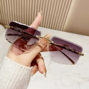 Fashion Vintage Metal Leopard Head Legs Sun Glasses UV400 Rimless Square Punk Sunglasses for Men Women