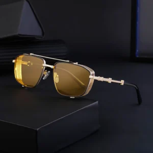 Fashion Vintage Steampunk Punk Style Custom Logo Metal Frame Double Bridge UV400 Shades Sun Glasses Sunglasses for Men
