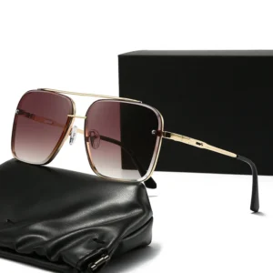 Fashion Women’s Sunglasses Custom Logo Sunshade Europe and America High Quality Square Metal Frame Designer Sunglasses Men