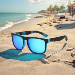 Fashionable Elastic Sports Sunglasses for Men Square Polarized Sun Glasses with PC Frame TAC Lenses for Outdoor Cycling Fishing