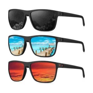 Fashionable Elastic Sports Sunglasses for Men Square Polarized Sun Glasses with PC Frame TAC Lenses for Outdoor Cycling Fishing
