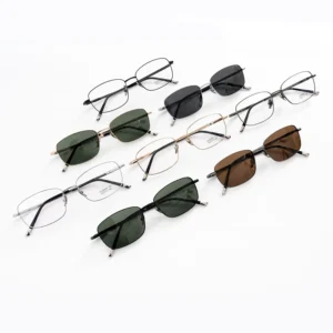 Fashionable Elegant UV400 Lightweight Half Titanium Square Sunglasses for Outdoor Travel Driving and Casual Wear
