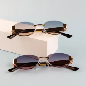 Fashionable Frameless Metal Sunglasses for Women UV Protection Trendy Sun Glasses for Men BQ 8090