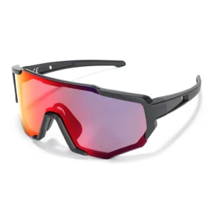 Fashionable Hiking Sunglasses Big Semi-Rimless Frame Oversize Anti-UV Lens Sports Eyewear Matte Black Anti-Scratch Unisex