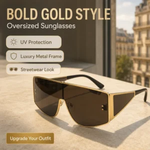 Fashionable Oversized Sunglasses With UV400 Protection Luxurious Metal Protective Cover Men’s Women’s Street Sunglasses