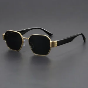 Fashionable Personalized Polygonal Double ring Metal Lightweight Small Frame Men Polarized Sunglasses