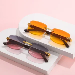 Fashionable Square Frameless Men’s Sunglasses with Sunshade Anti Reflection and Eye Protection