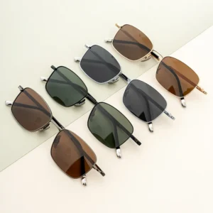 Fashionable Ultra Light Semi Titanium Square Sunglasses Polarized Eyewear for Vacation and Outdoor Activities