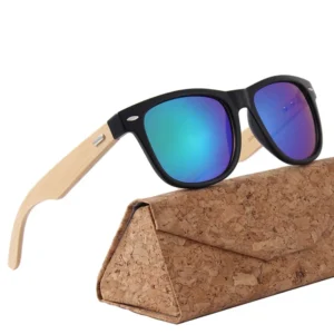 Fashionable Unisex Wooden Sunglasses with Blue Black Red Clear Frames for Adults for Driving Traveling