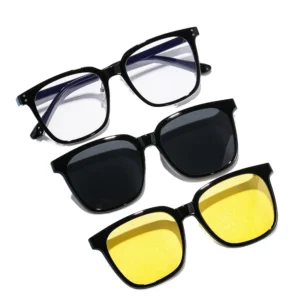 Fashionable Women’s Three-in-One Set of Polarized Sunglasses UV400 PC Magnetic Glasses with Night Vision Feature