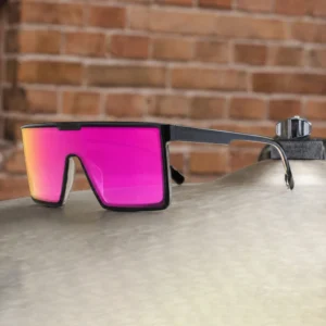 Finewell Fashion Oversized Rectangle Designs Mirror Shades UV400 Protection Custom Logo One Piece Lens Sunglasses For Women Men