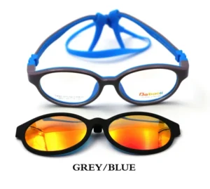 Flexible Silicon Eyeglasses Frame Kids Baby Oval Clip-On Sunglasses with Solid Pattern Protective Glasses for Children