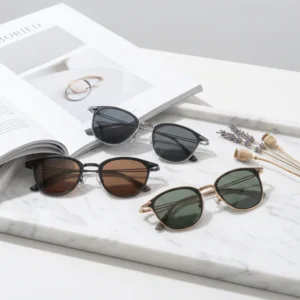 Flexible Spring Hinge Semi Titanium Metal Sunglasses Anti Slip Nose Pad Comfortable Fit for Daily Wear Cycling Running