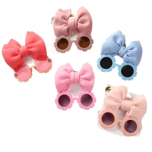 Flower Sunglasses and Hairbands for Baby Girls Seaside Floral Eyeglasses Accessories Made of Ribbon and Nylon Kids Headwear