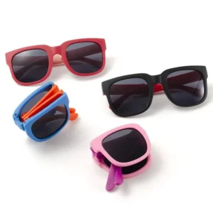 Foldable Kids Sunglasses Boys Girls UV400 Square Sun Shades