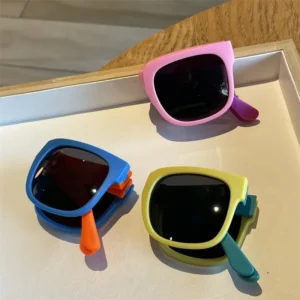 Folding Kids Sunglasses Two Tone Children Glasses Portable UV Protection Cute Fashion Eyewear for Boys Girls