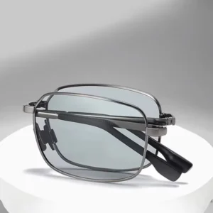 Folding Square Rectangle Metal Photochromic Sunglasses Driving Polarized Color Changing Sunglasses for Men Women’s
