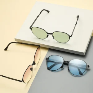 Folding Unisex Metal Sunglasses Gradient Nylon Lens UV400 Protection Fashion High Quality