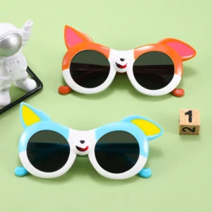 Fox Personality Lightweight UV400 Sunglasses Cartoon Children’s Polarizing Glasses in Orange Frame