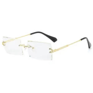 Frameless Design Sunglasses UV Protective Lenses Metal Arms Flat Fit Unisex Summer Accessory