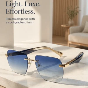 Frameless Light Luxury Square Sunglasses Lightweight Metal UV Resistant Sunglasses for Men Versatile for Daily Outings