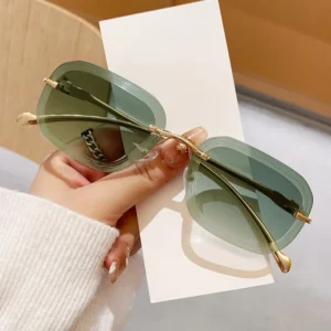 Frameless Metal Sunglasses with Annual Ring Lenses Fashionable Sunshade Sun Glasses