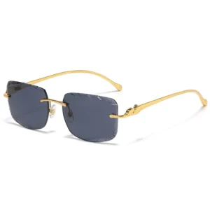 Frameless Metal Sunglasses with Cut Edges Personalized Trendy Hip-hop Sunglasses