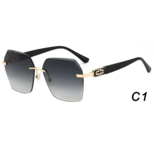 Frameless Plastic Metal Sun Glasses Luxury Vintage Shades Retro Trendy Sunglasses Women Men Custom Logo