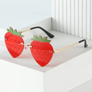 Frameless Strawberry Sunglasses Funny Personality Frameless Party Sunglasses Women’s Trend Prom Glasses