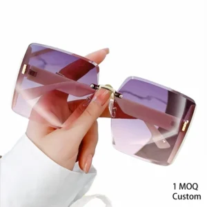 Frameless Trimmed Sunglasses Popular Square Style UV Blocking and Sunshade Trendy for Women Logo Custom 1pc Min