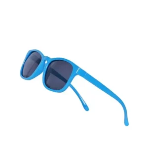 Full Rim Trendy Colored Square Polarized Sunglasses for Children Boys and Girls (Ages 3-12) + Glasses Holder + Sunglasses Pouch