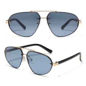 Gafas High Quality Pilot Sunglasses with Contrast Metal Temple Accents Custom Logo Fashionable Pilot