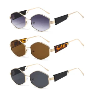 Geometric Frame Sunglasses with Gradient Lenses UV400 Protection Lightweight Metal Design