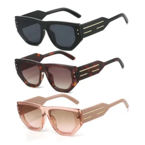 Geometric Oversized Sunglasses for Women with Gradient Lens Metal Accents OEM Custom Logo