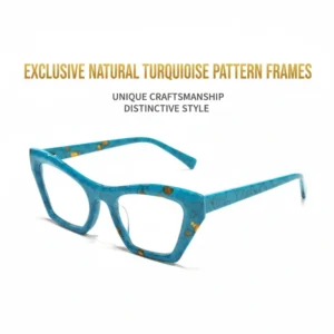 Geometric Pattern Cat Eye Full Rim Eyeglass Frames Reading Glasses Gold Accent Unisex