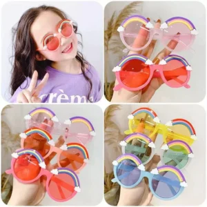 Girls Fashion Rainbow Kids Sun Glasses Jelly Color Cartoon Personalized Baby Sunshade Children’s Sunglasses
