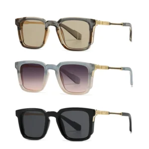 Gold Metal Frame Tinted Shades Glasses Gradient Lenses Square Sunglasses Designer Luxury Sun Glasses Men’s