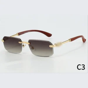 Gold Sunglasses Rimless Metal UV Glasses
