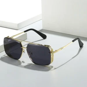 Gradient Metal Frame Retro Sunglasses Sunglasses Men and Women UV Protective Square Sunglasses