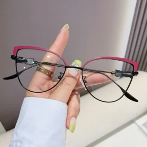 Half Frame Anti Blue Light Metal Frame Cat Eye Women Optical Eyeglasses Computer Goggles